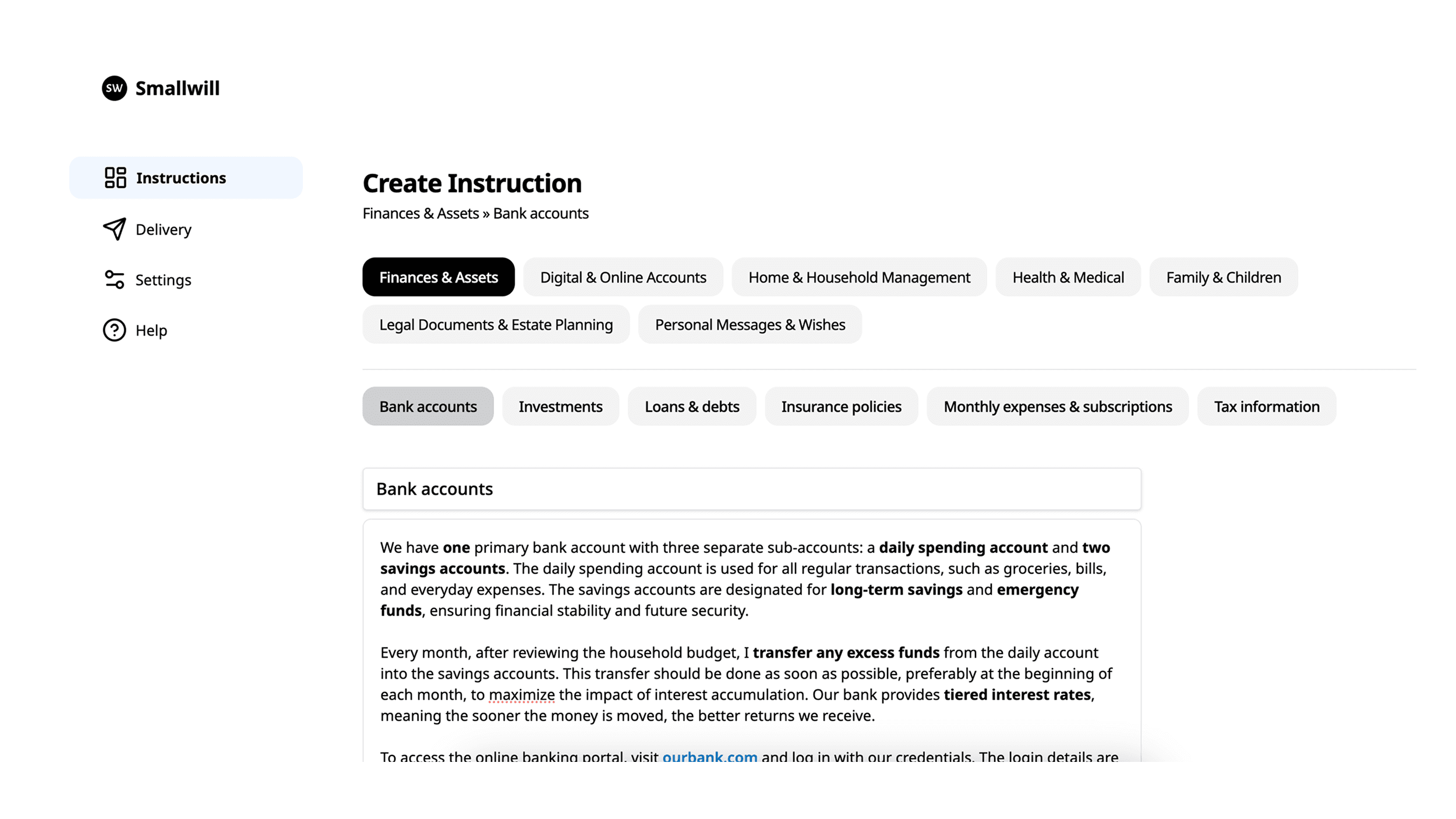 Screenshot of Smart Instruction Builder